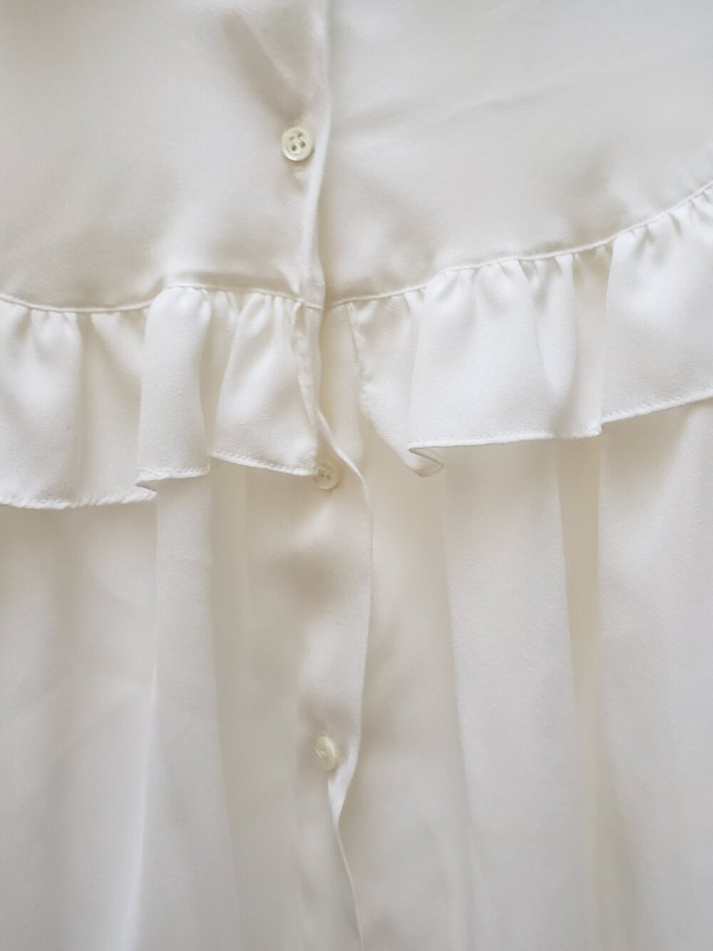Vintage Frill  Button up Blouse White Made in France EU 42N Ruffle Poet Girlhood - Picture 10 of 16
